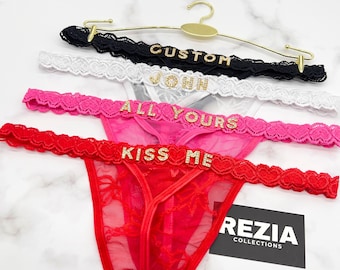 Custom Thong with Name, Personalized Lingerie Gift for Boyfriend, Romantic Gift for Him, Custom Panties, Valentine’s Day Gift Idea