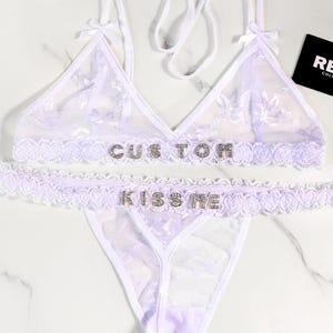 Custom Thong G-strings Set With Silver Charms Name, Personalized Thong With Name, Custom Name G-Strings, Personalised Name Thong Set