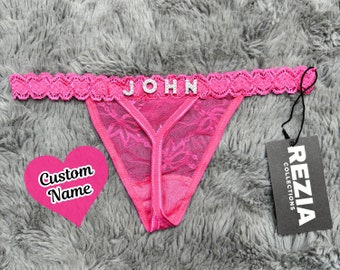 PERSONALIZED Sexy Custom Name Panties, G-String Lace Thong, Valentine Lingerie, Crystal Letters Panties With Name, Gift For Women