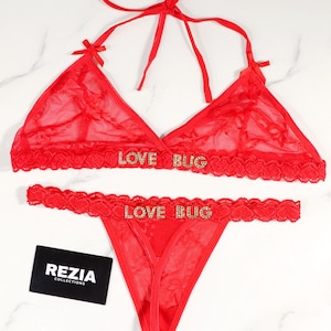 Custom Name Bra Thong Set, Personalised Name Thong, Name Thong, Custom Thong Bra, Anniversary Gift, Valentines Day Gift, Custom Lingerie Set