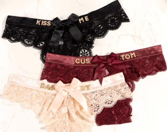 Custom Thong with Name, Personalized Lingerie Gift for Boyfriend, Romantic Gift for Him, Custom Panties, Valentine’s Day Gift Idea