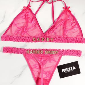 Custom Lingerie, Bra and Panty Set, Custom Name Thong, Personalized Thong, Bridal Lingerie, Anniversary Gifts for Him