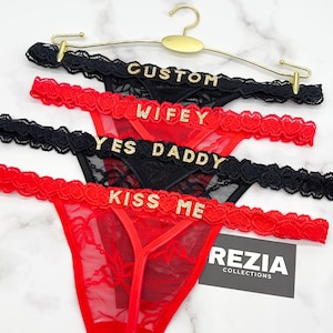 Custom Thong G-strings With Name, Personalised Thong, Custom Name Thong, Thong With Gold Charms