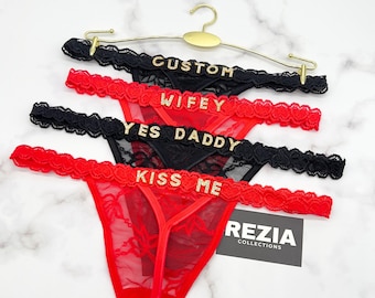 Custom Thong G-strings With Name, Personalised Thong, Custom Name Thong, Thong With Gold Charms