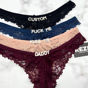 Custom Thong G-strings With Silver Charms Name, Personalized Thong With Name, Custom Thong, Valentines Gift
