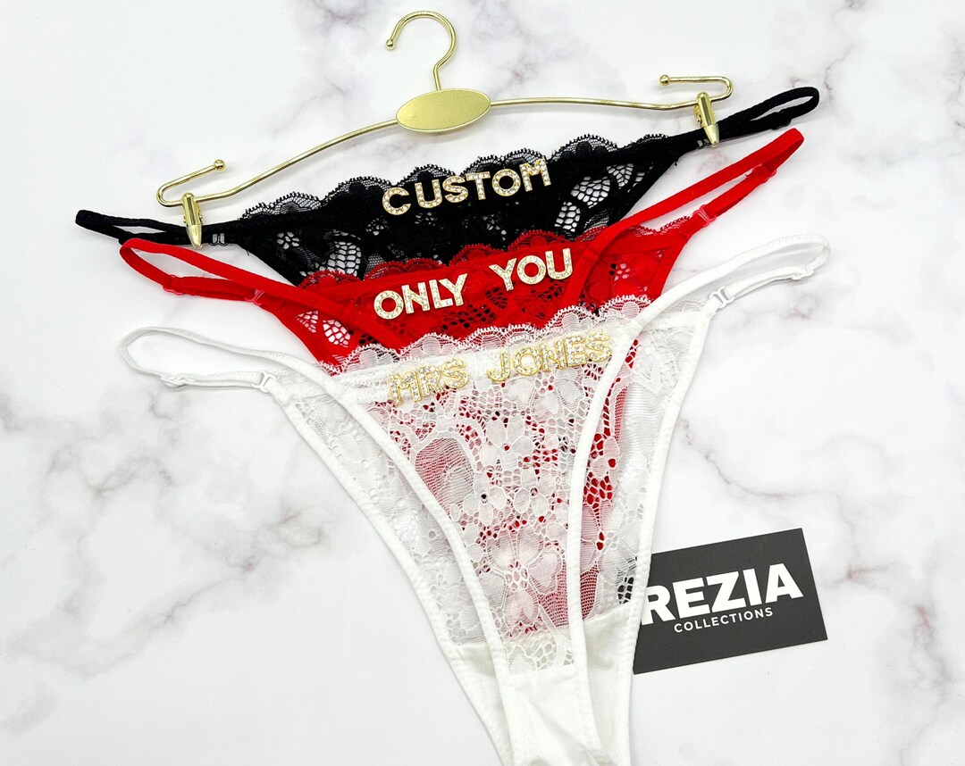 Custom Thong G-strings With Gold Charms Name, Personalized Thong With ...