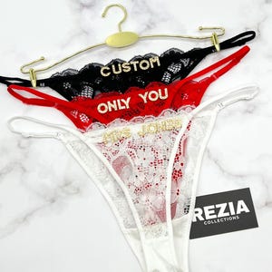 Custom Thong G-strings With Gold Charms Name, Personalized Thong With Name, Custom Thong, Custom Name Thong, Anniversary Gift