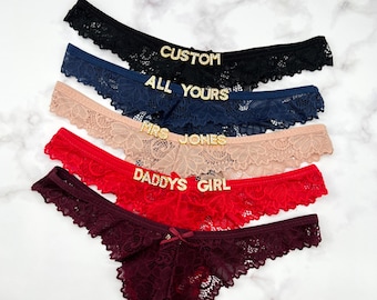 Custom Name Bridal Thong, Personalized Wedding Lingerie, Bride Gift, Honeymoon Underwear, Sexy Custom Bridal Panties, Custom Panties