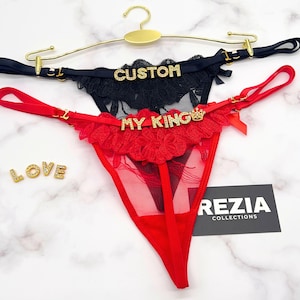 Custom Name Lace Thong, Personalised Name Thong, Custom Name Thong,Custom Thong