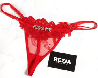 Calcinha fio dental com nome personalizado, Calcinha fio dental com nome