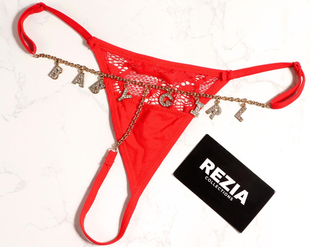 Custom Thong G-strings With Gold Charms Name, Personalized Thong With ...