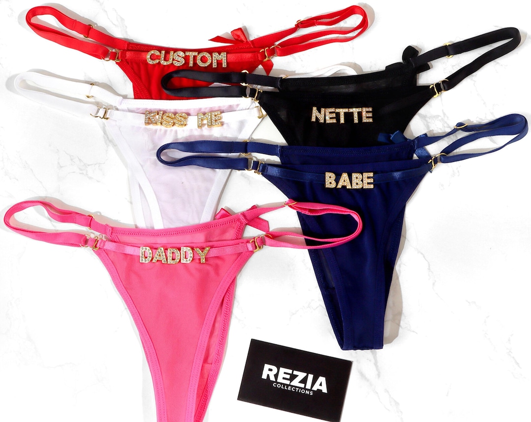 Custom Thong G-strings With Gold Charms Name, Personalized Thong With ...