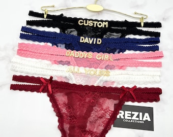 Calcinha fio dental com nome personalizado, Calcinha fio dental com nome