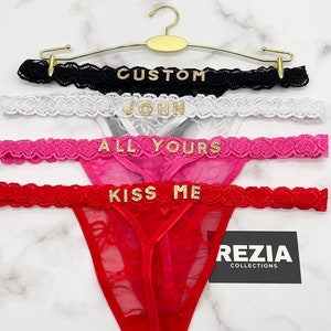Tanga con nombre personalizado y letras doradas, tanga con nombre personalizado, tanga con nombre personalizado, tanga con nombre personalizado