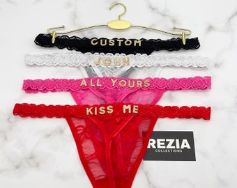 Custom Thong with Name, Personalized Lingerie Gift for Boyfriend, Romantic Gift for Him, Custom Panties, Valentine’s Day Gift Idea