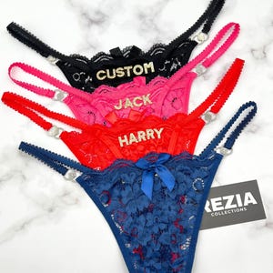 Custom Name G-Strings, Personalised Name Thong, Custom Name Thong With Gold Charms