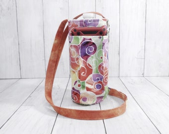 Water Bottle Carrier, Orange and Lime Water Purse