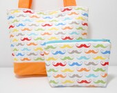 Rainbow Mustache Tote Bag Set