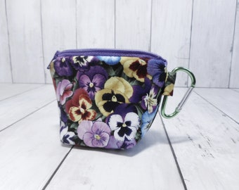 Mini Pansies Coin Purse with Clip