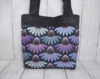 Coneflower Purse, Medium Tote Bag with Pockets