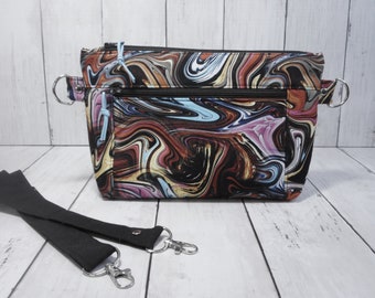 Oil Slick Cross Body, Large Devon Pouch, Wristlet and Fanny Pack