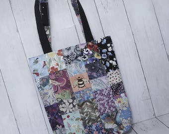 Quilted Tote Bag, Scrap Quilt Book Bag