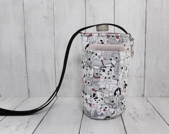 Dog Theme Water Bottle Purse with Pockets