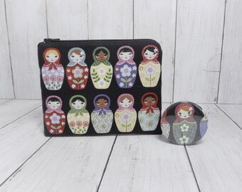 Nesting Dolls Coin Purse and Pocket Mirror