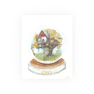 In Here - Treehouse Snow Globe Art Print: Jeff Olson Original