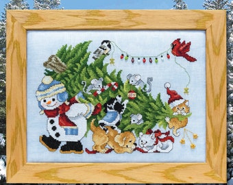 Holiday Teamwork Christmas Cross Stitch - PDF Pattern