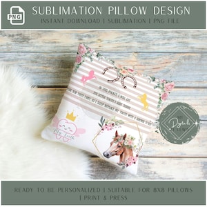 Tooth Fairy pillow design, Digital Print, Sublimation design, Tooth Fairy, Instant download, PNG file, Digital, horse, riding, flowers, shoe