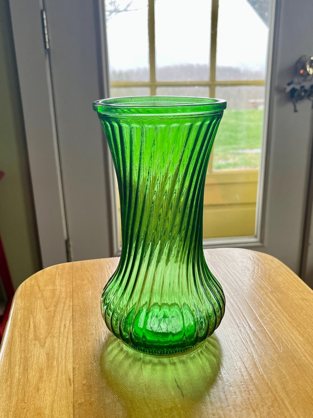 Green Hoosier Glass Vase
