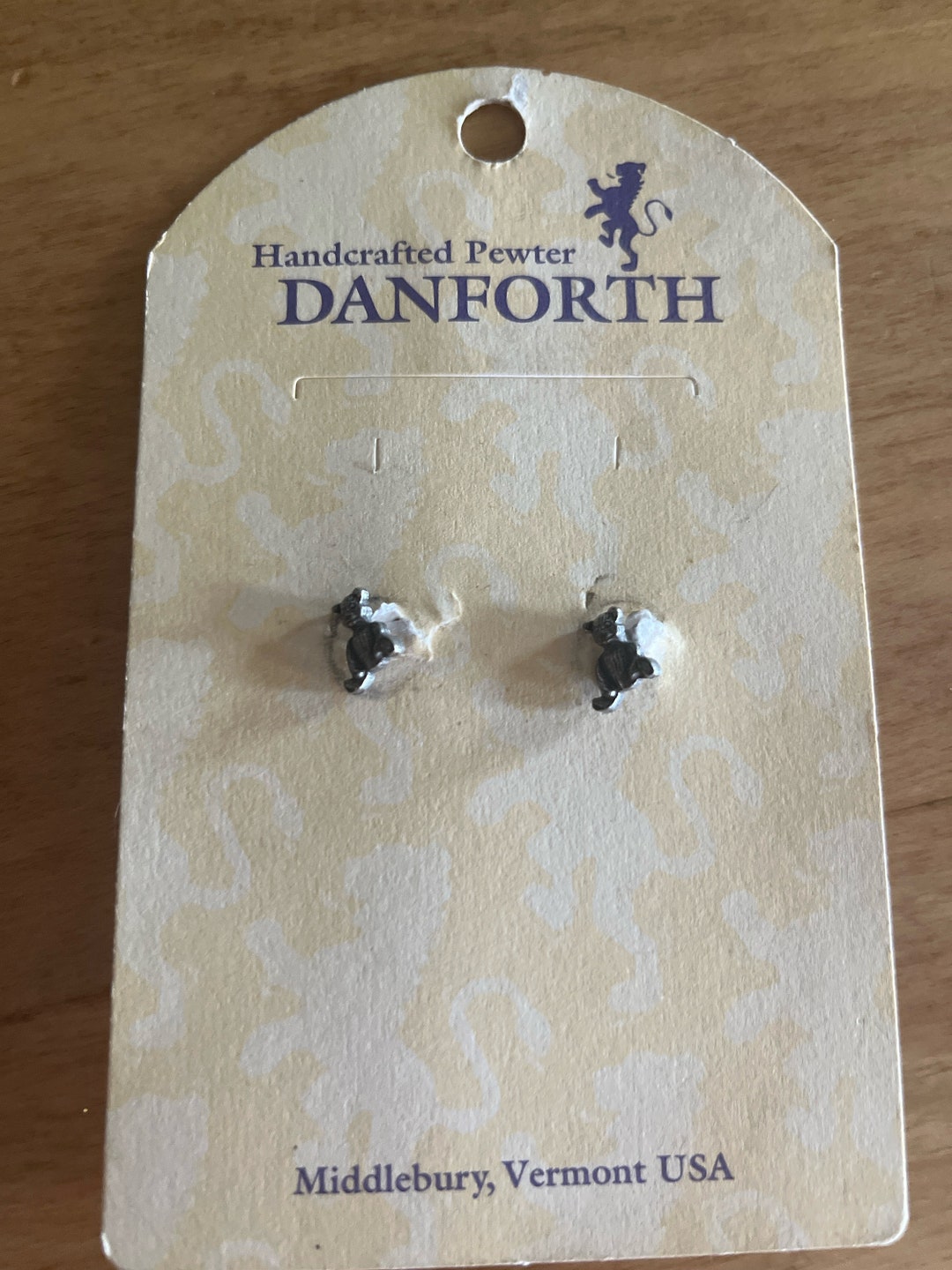 Handcrafted Danforth Pewter Vermont Teddy Bear Post Earrings - Etsy