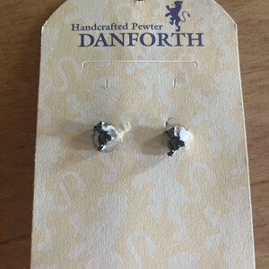 Handcrafted Danforth Pewter Vermont Teddy Bear Post Earrings