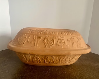 Vintage Romertopf Clay Chicken Roasting Dish with Lid