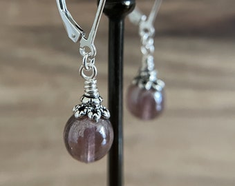 Amethyst Shimmer Earrings Sterling Silver Ear Wire