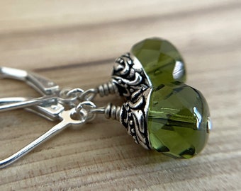 Tuscan Olive Earrings Sterling Silver Ear Wire