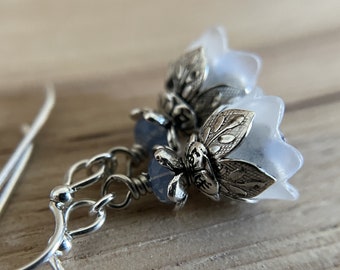 Blue Skies Flower Earrings Sterling Silver Ear Wires