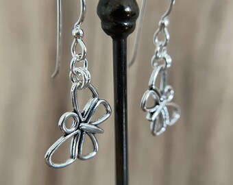 Open Butterfly Earrings Sterling Silver Ear Wires