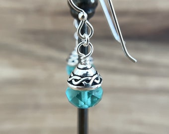 Celtic Sea Glass Earrings Sterling Silver Ear Wire