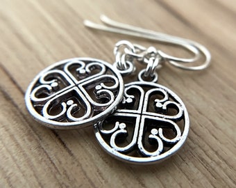 Four Leaf Clover Earrings Sterling Silver Ear Wires