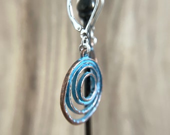 Floating Circle Earrings Sterling Silver Wires