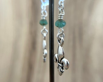 Emerald Green Fleur De Lis Earrings Sterling Silver Ear Wires