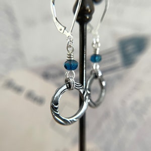 Blue Circle Earrings Sterling Silver Ear Wires image 3
