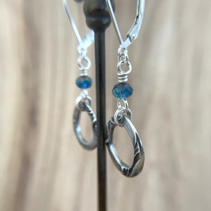 Blue Circle Earrings Sterling Silver Ear Wires image 5