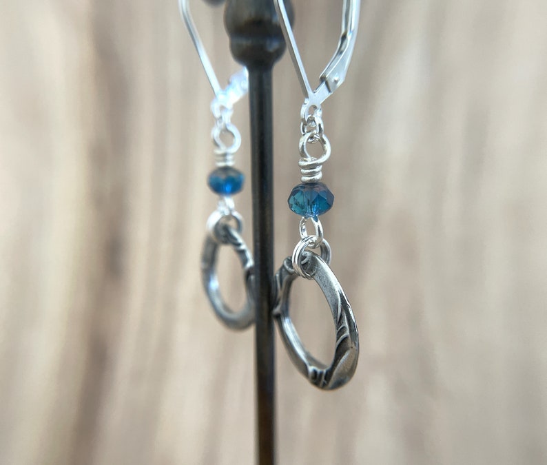 Blue Circle Earrings Sterling Silver Ear Wires image 5