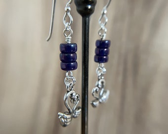 Indigo Swan Earrings Sterling Silver Ear Wires