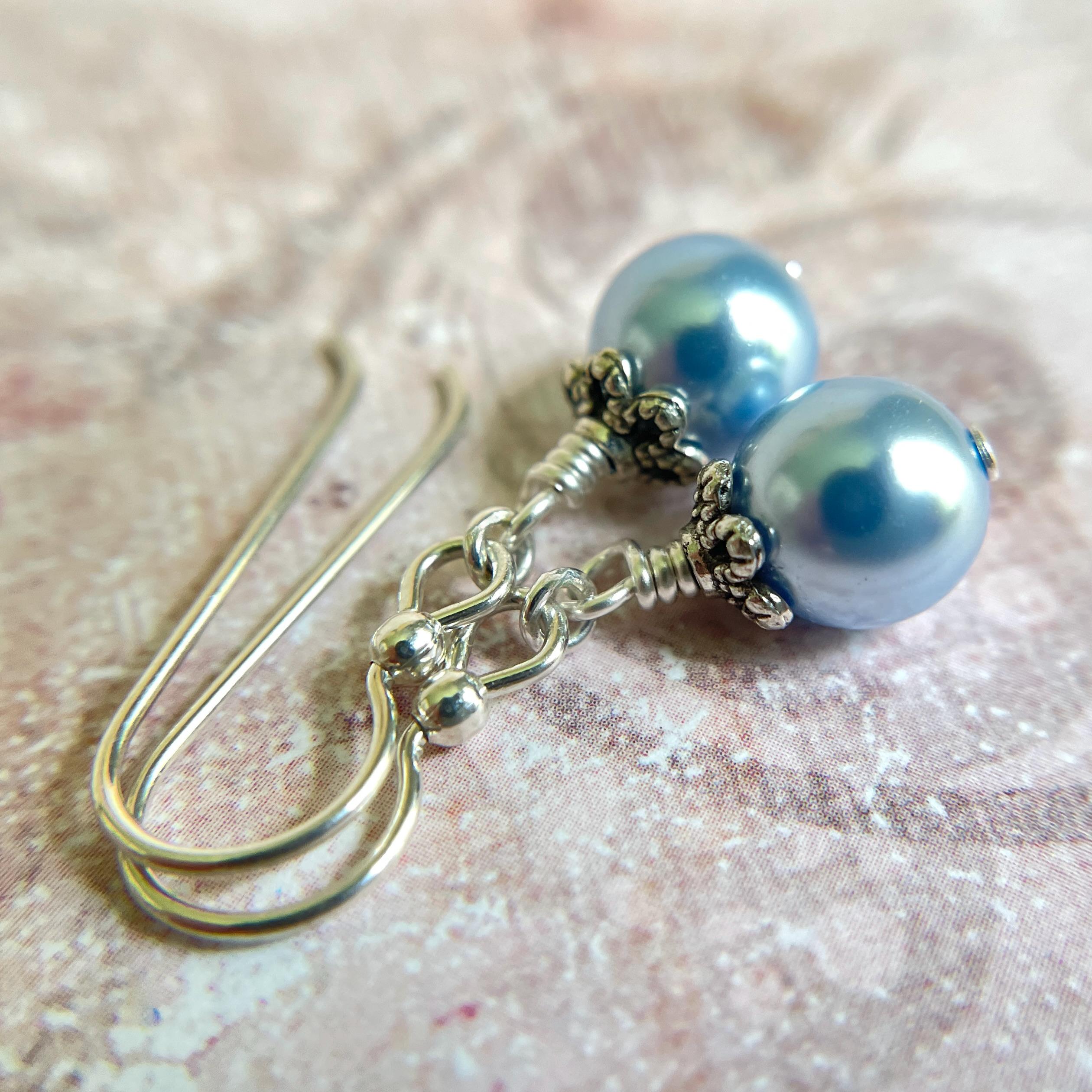 Blue Pearl Earrings - Etsy