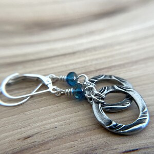 Blue Circle Earrings Sterling Silver Ear Wires image 6