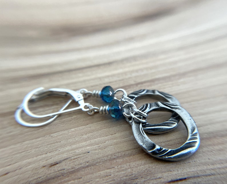 Blue Circle Earrings Sterling Silver Ear Wires image 6